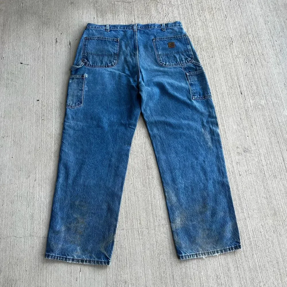 Carhartt denim blue jean double knee work wear carpenter pants